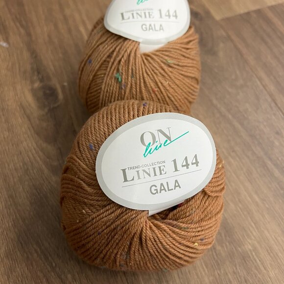 Linie 144 Gala 100% Wool Yarn Bundle Caramel Tan Brown with Multi Color Flecks ( - Picture 6 of 7
